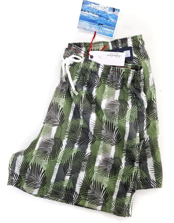 Costume da Bagno Camouflage Hawaii Box Mare puro cotone slip interno morbido Boxer mare uomo fantasia Camouflage hawaii Red con 2 tasche laterali Made in Italy