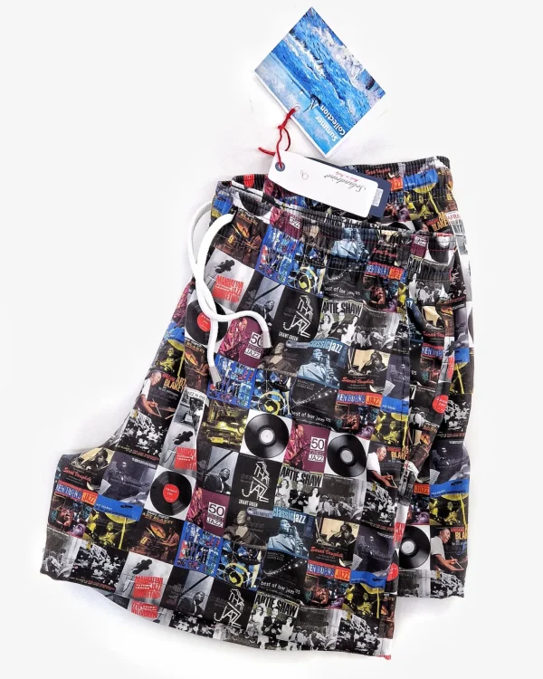 Costume da Bagno fantasia Club slip interno  morbido tessuto asciugatura rapida Boxer mare uomo fantasia Club  con 2 tasche laterali Made in Italy