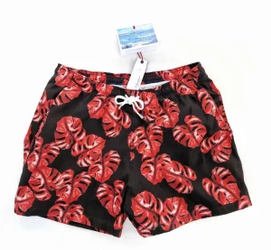 Costume da Bagno fantasia Holiday Red slip interno  morbido tessuto asciugatura rapida Boxer mare uomo fantasia Holiday flower Red con 2 tasche laterali Made in Italy