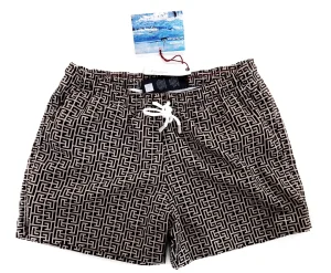 Costume da Bagno fantasia Geometrica slip interno  morbido tessuto asciugatura rapida Boxer mare uomo fantasia Geometrica con 2 tasche laterali Made in Italy