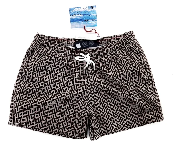 Costume da Bagno fantasia Geometrica slip interno  morbido tessuto asciugatura rapida Boxer mare uomo fantasia Geometrica con 2 tasche laterali Made in Italy