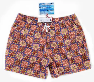 Costume da Bagno fantasia Capri slip interno  morbido tessuto asciugatura rapida Boxer mare uomo fantasia maiolica con 2 tasche laterali Made in Italy