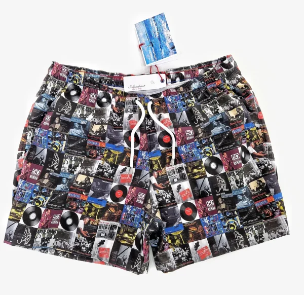 Costume da Bagno fantasia Club slip interno  morbido tessuto asciugatura rapida Boxer mare uomo fantasia Club  con 2 tasche laterali Made in Italy