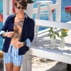 Costume da Bagno Fasciato abbinato a Camicia Blu con inserti BOX slip interno Made in Italy