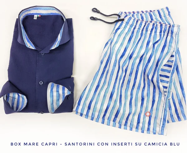 Costume da Bagno Fasciato abbinato a Camicia Blu con inserti BOX slip interno Made in Italy