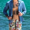 Costume da Bagno FLOREALE  abbinato a Camicia denim con inserti BOX slip interno Made in Italy