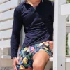 Costume da Bagno Hawaii abbinato a Polo Blu con inserti Box Mare slip interno Made in Italy