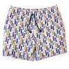 Costume da Bagno in 100% cotone fantasia acquerello 2 tasche laterali Uomo Boxer mare Made in Italy