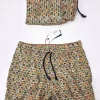 Costume da Bagno in morbido tessuto slip interno asciugatura rapida Boxer mare Uomo fantasia Musicassetta yellow con 2 tasche laterali Made in Italy