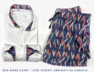 Costume da Bagno morbido tessuto slip interno asciugatura rapida Boxer mare Uomo fantasia Surf Blu con 2 tasche laterali Made in Italy