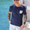 Costume da Bagno Naxos in cotone abbinato a Tshirt blu con inserti Box Mare slip interno Made in Italy