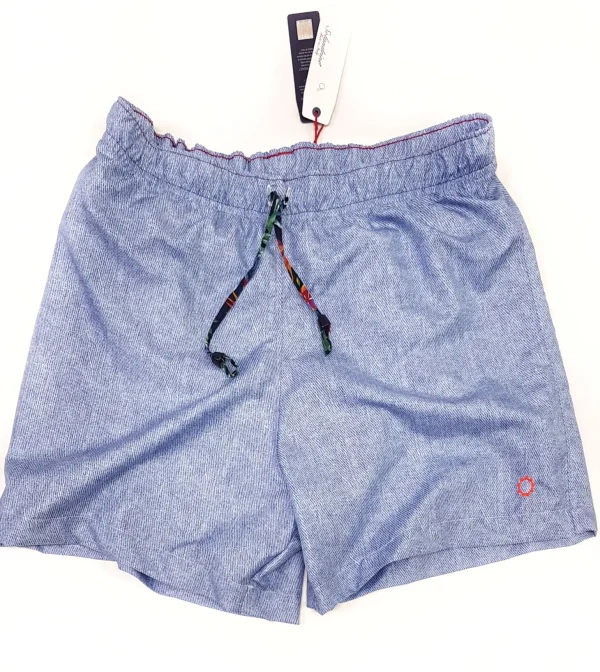 Costume da Bagno slip interno fantasia Azzurra con 2 tasche laterali Uomo Boxer mare tessuto leggero asciugatura rapida Made in Italy