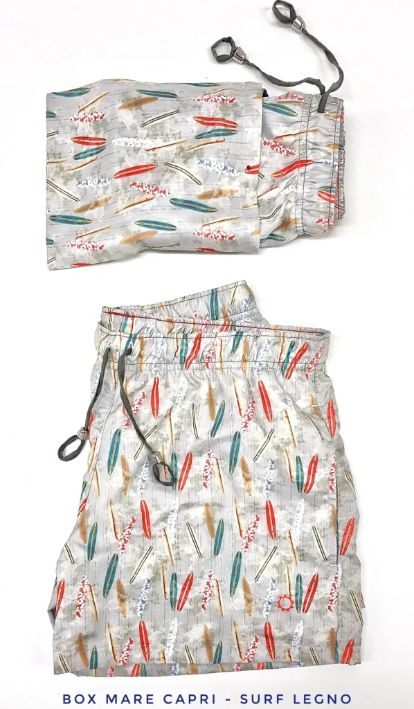 Costume da Bagno slip interno in morbido tessuto asciugatura rapida Boxer mare Uomo fantasia Surf Legno 2 tasche laterali  Made in Italy