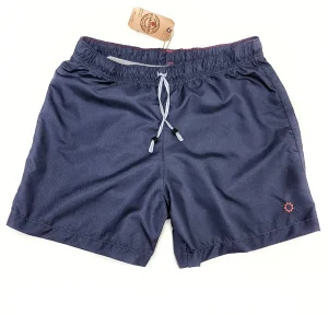 Costume da Bagno slip interno fantasia Blu con 2 tasche laterali Uomo Boxer mare tessuto leggero asciugatura rapida Made in Italy