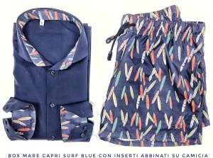 Costume da Bagno Surf Blue  abbinato a Camicia Blu con inserti BOX  interno Made in Italy