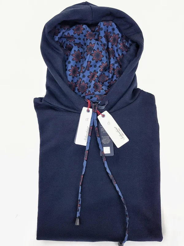 Felpa Blu con Cappuccio Design star denim made in Italy Fantasia  100% cotone -  UNISEX Sweatshirt Blue hoodie