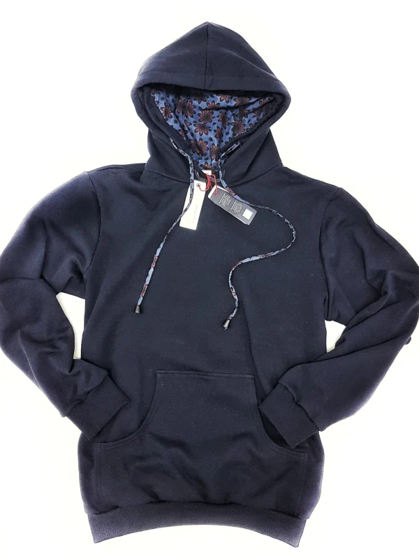 Felpa Blu con Cappuccio Design star denim made in Italy Fantasia  100% cotone -  UNISEX Sweatshirt Blue hoodie