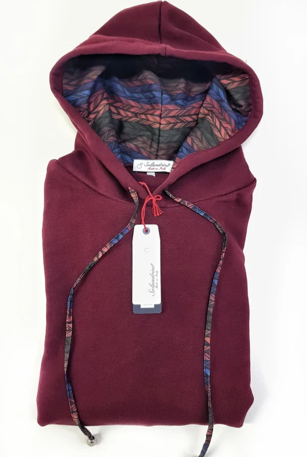 Felpa Bordeaux  con Cappuccio Design Barcellona made in Italy Fantasia 100% cotone -  Unisex Sweatshirt bordeaux Hoodie