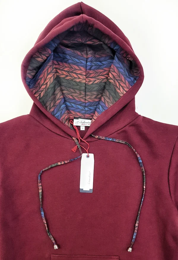 Felpa Bordeaux  con Cappuccio Design Barcellona made in Italy Fantasia 100% cotone -  Unisex Sweatshirt bordeaux Hoodie
