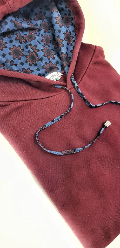 Felpa Bordeaux  con Cappuccio Design star denim made in Italy Fantasia 100% cotone -  Unisex Sweatshirt bordeaux Hoodie