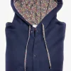 Felpa cardigan BLU con Cappuccio design micro fantasia foliage made in Italy Fantasia 100% cotone  Unisex Sweatshirt blue Hoodie