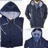 Felpa cardigan BLU con Cappuccio tessuto rigato bianco blu made in Italy Fantasia 100% cotone  Unisex Sweatshirt blue Hoodie