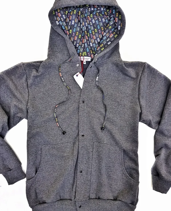 Felpa cardigan grigia con Cappuccio design musicassette puro cotone made in Italy Fantasia 100% cotone Unisex Sweatshirt blue Hoodie
