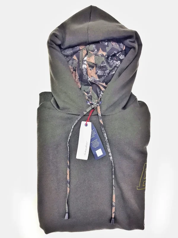 Felpa Verdone militare con Cappuccio Design Urban Jungle made in Italy Fantasia 100% cotone -  Unisex Sweatshirt dark green  Hoodie