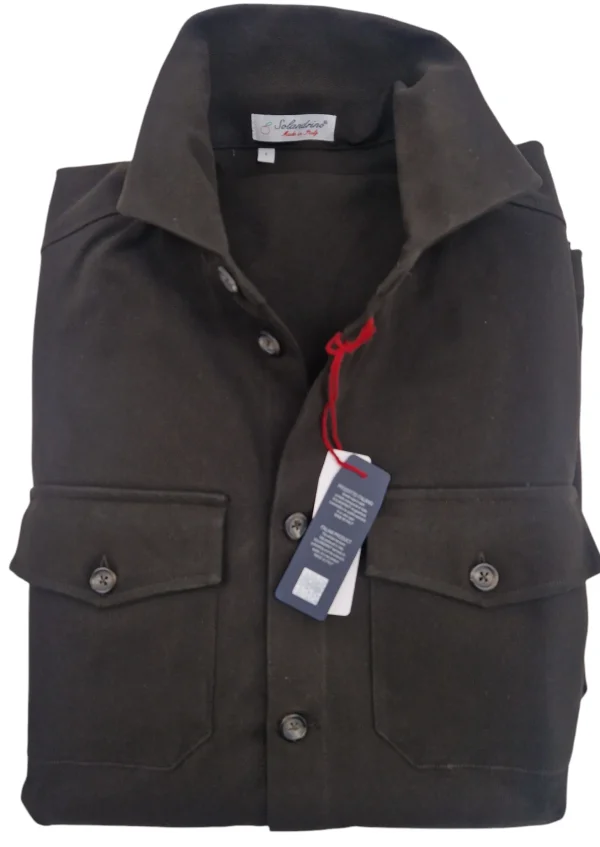 Giacca Overshirt Field Jacket marrone testa di moro Sahariana Safari militare 4 tasche gabardina 100% cotone Made in italy
