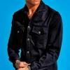 Giacca Overshirt Sahariana Safari Gabardina blu 4 tasche 98% cotone 2%elastane Made in italy