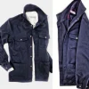 Giacca Overshirt Sahariana Safari Gabardina blu inserto scozzese 4 tasche 98% cotone 2%elastane  Made in italy
