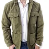 Giacca Overshirt  Sahariana Safari verdone militare 4 tasche gabardina 100% cotone Made in italy