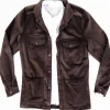 Giacca Overshirt Sahariana Safari Marrone testa di moro 4 tasche gabardina 100% cotone Made in italy