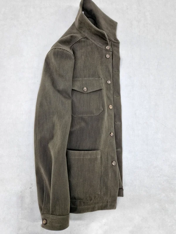 Giacca Sahariana Overshirt Unisex Safari kaki brown militare  4 tasche gabardina 100% cotone Made in italy