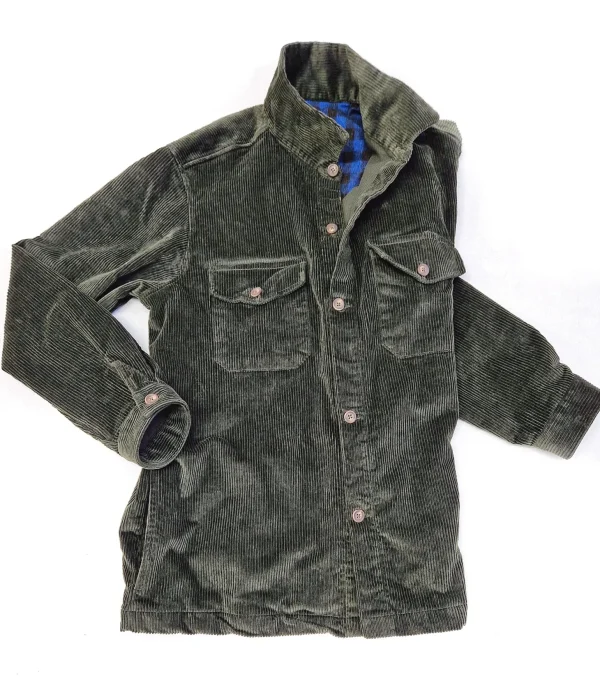 Giacca Sahariana velluto verdone scuro 4 tasche Overshirt Safari 100% cotone Made in italy