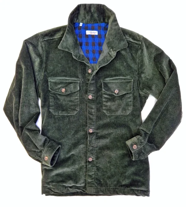 Giacca Sahariana velluto verdone scuro 4 tasche Overshirt Safari 100% cotone Made in italy