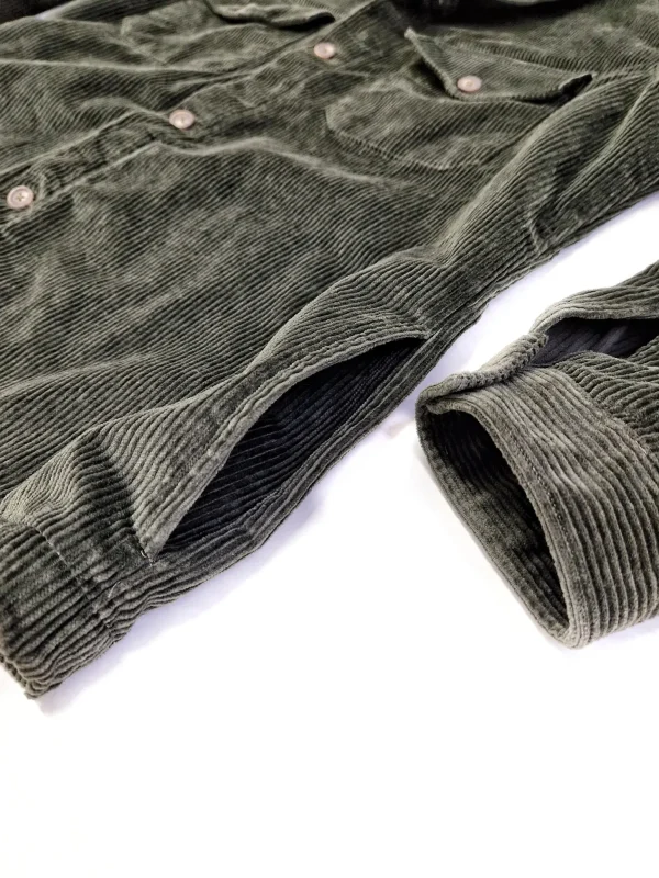 Giacca Sahariana velluto verdone scuro 4 tasche Overshirt Safari 100% cotone Made in italy