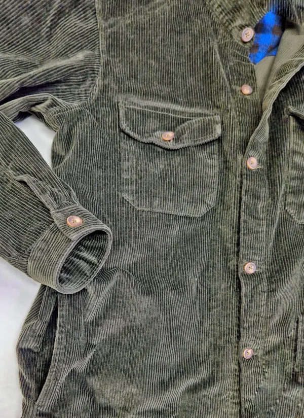 Giacca Sahariana velluto verdone scuro 4 tasche Overshirt Safari 100% cotone Made in italy
