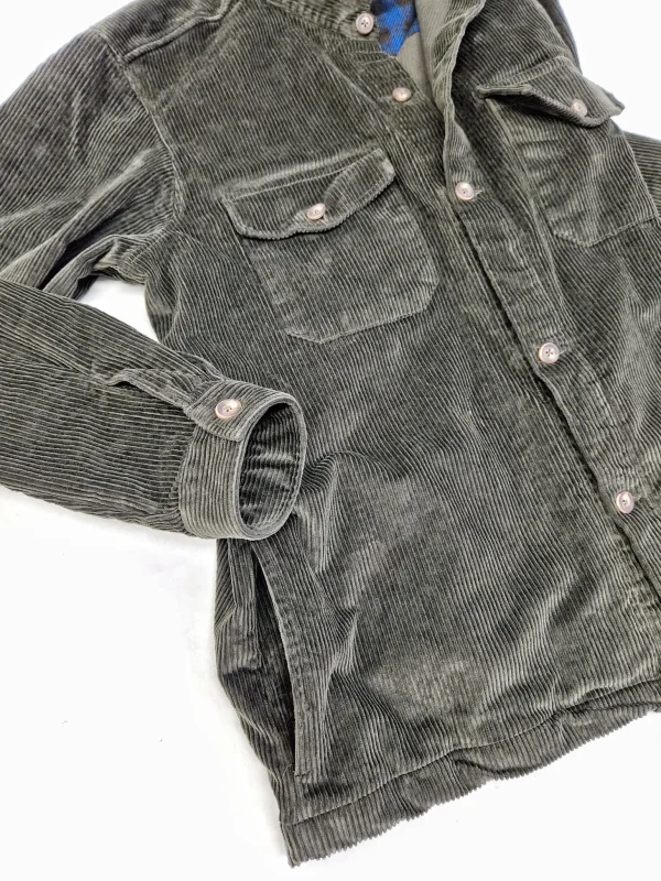 Giacca Sahariana velluto verdone scuro 4 tasche Overshirt Safari 100% cotone Made in italy