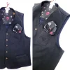 Gilet Panciotto Blu Navy gabardina 100% Cotone con inserto e pochet mongolfiera  floreale Made in Italy