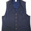Gilet Panciotto blue gabardina 100% Cotone con inserto e pochet punta spillo blu Made in Italy