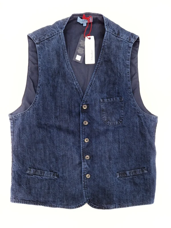 Gilet Panciotto Jeans Blue Denim in 100% Cotone Made in Italy