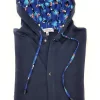 Maglia cardigan jersey blu con Cappuccio Design tucano made in Italy Fantasia  100% cotone - Sweatshirt hoodie