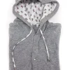 Maglia cardigan jersey grigio melange con Cappuccio Design reporter made in Italy Fantasia  100% cotone - jersey hoodie