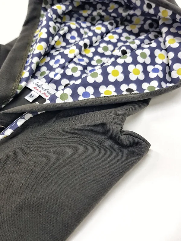 Maglia cardigan jersey verdone  con Cappuccio Design quadrifoglio made in Italy Fantasia  100% cotone - Sweatshirt hoodie