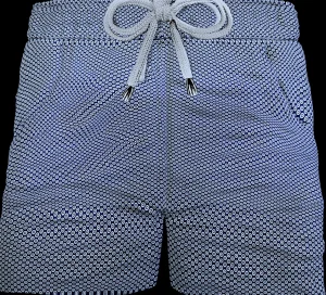 Pantaloncino Bermuda puro cotone popeline Pois blu Shorts 2 tasche laterali Made in Italy