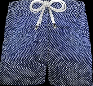 Pantaloncino Bermuda puro cotone fantasia blu Shorts 2 tasche laterali Made in Italy