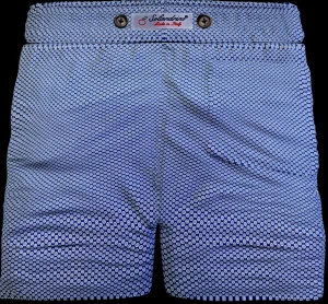 Pantaloncino Bermuda puro cotone popeline Pois blu Shorts 2 tasche laterali Made in Italy