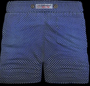 Pantaloncino Bermuda puro cotone fantasia blu Shorts 2 tasche laterali Made in Italy