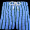 Pantaloncino in cotone Shorts Bermuda Fasciato Azzurro Rigato Verde 100% Cotone 2 tasche laterali Made in Italy